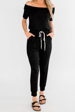 Load image into Gallery viewer, Black Living My Life Drawstring Jogger Jumpsuit
