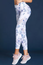 Load image into Gallery viewer, White Cutout Insert Floral Yoga Leggings
