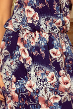 Load image into Gallery viewer, Navy Floral Side Slit Maxi Dress
