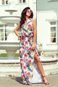 Bright Floral Side Slit Maxi Dress
