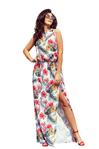 Bright Floral Side Slit Maxi Dress