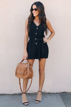 Load image into Gallery viewer, Black Belted Button up Romper
