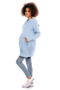 Long Light Blue Maternity Sweatshirt
