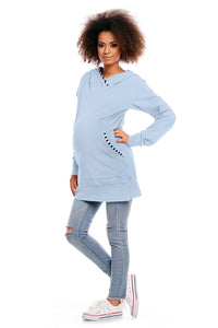 Long Light Blue Maternity Sweatshirt