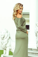 Load image into Gallery viewer, Green Off the Shoulder Side Slit Maxi Dress
