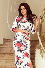 Load image into Gallery viewer, White Floral Off the Shoulder Side Slit Maxi Dress
