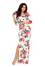Load image into Gallery viewer, White Floral Off the Shoulder Side Slit Maxi Dress
