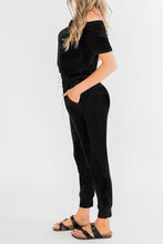 Load image into Gallery viewer, Black Living My Life Drawstring Jogger Jumpsuit
