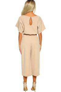 Apricot Always Chic Belted Culotte Jumpsuit