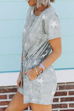 Load image into Gallery viewer, Gray Star Print Short Sleeve Romper
