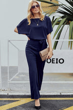 Load image into Gallery viewer, Navy Belted Wide Leg Jumpsuit

