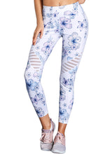 Load image into Gallery viewer, White Cutout Insert Floral Yoga Leggings
