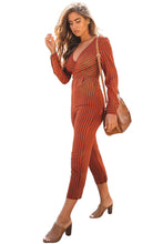 Load image into Gallery viewer, Red Striped Long Sleeve Jumpsuit
