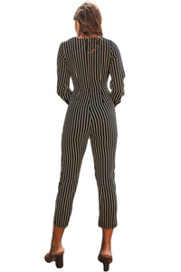 Black Stripe Long Sleeve Jumpsuit
