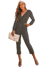 Load image into Gallery viewer, Black Stripe Long Sleeve Jumpsuit
